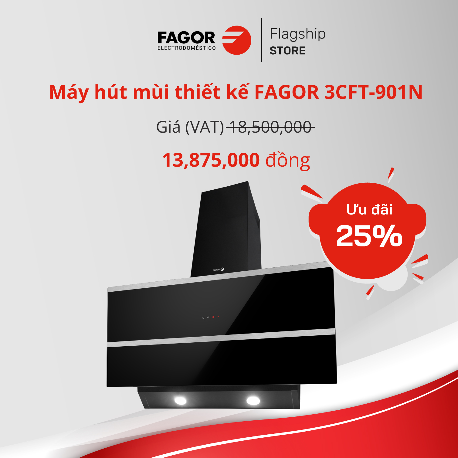 Máy hút mùi thiết kế FAGOR 3CFT-901N