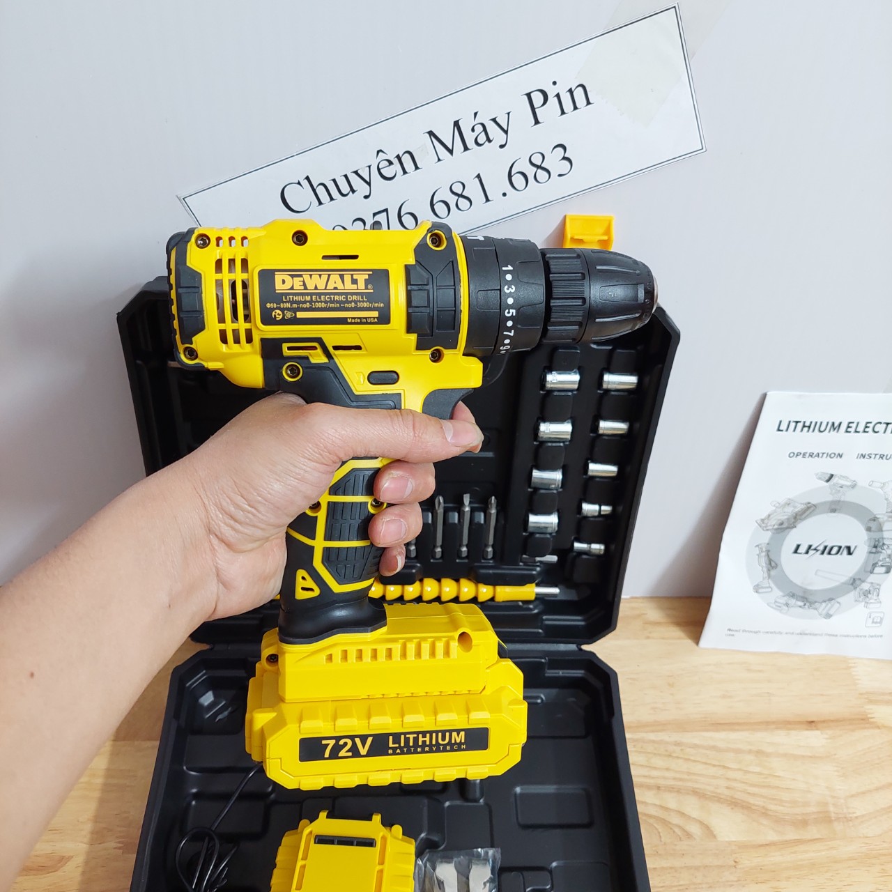 [ HÀNG CAO CẤP ]  MÁY KHOAN PIN DW 72V CÓ ĐÈN BÁO PIN