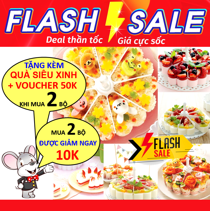 [HCM]Trọn bộ khuôn làm rau câu nghệ thuật ép xôi tạo hình cơm bento (loại lớn đặc biệt)