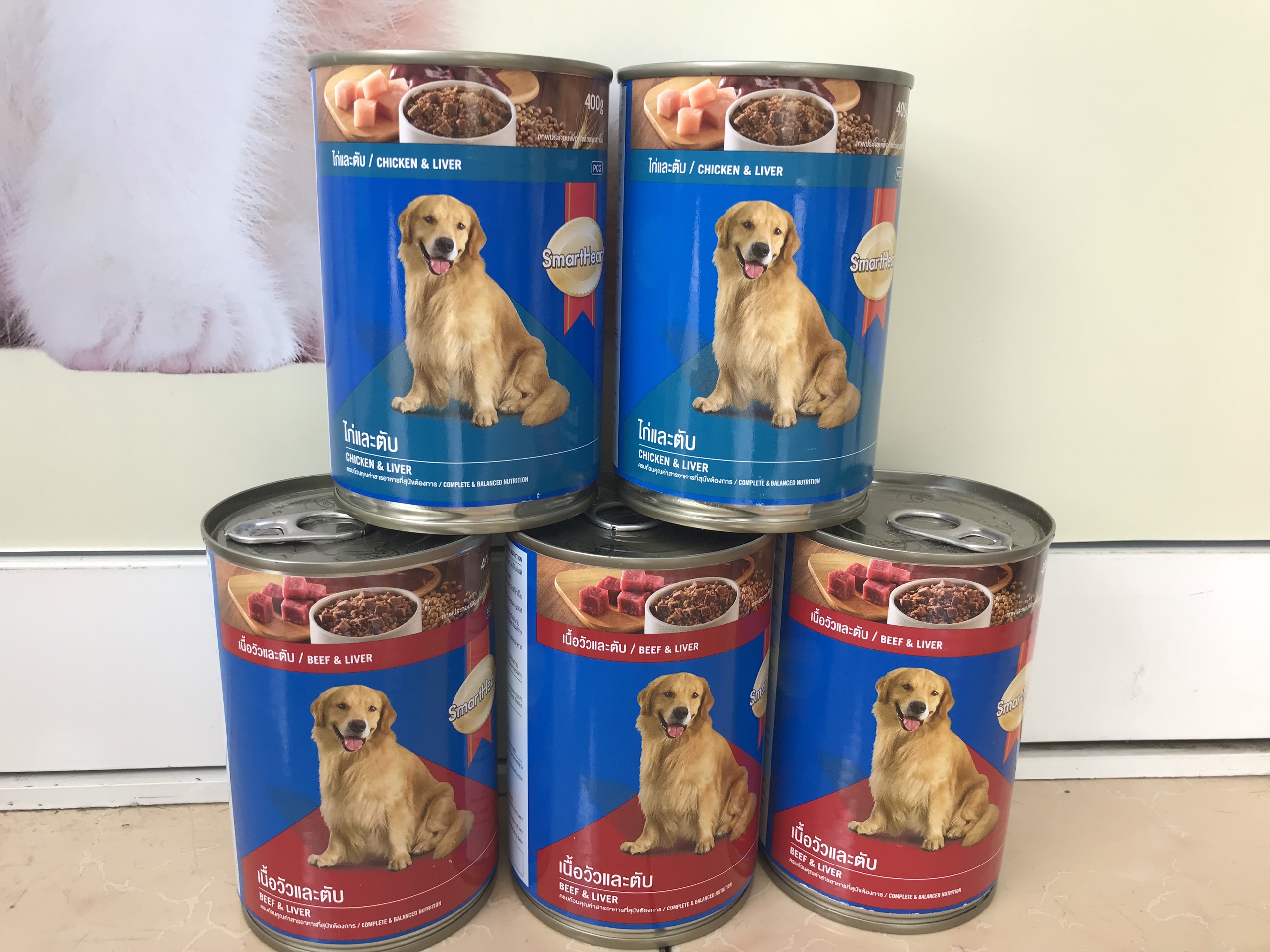 Combo 5 lon Pate cho chó lớn Smartheart 400gr có 2 vị