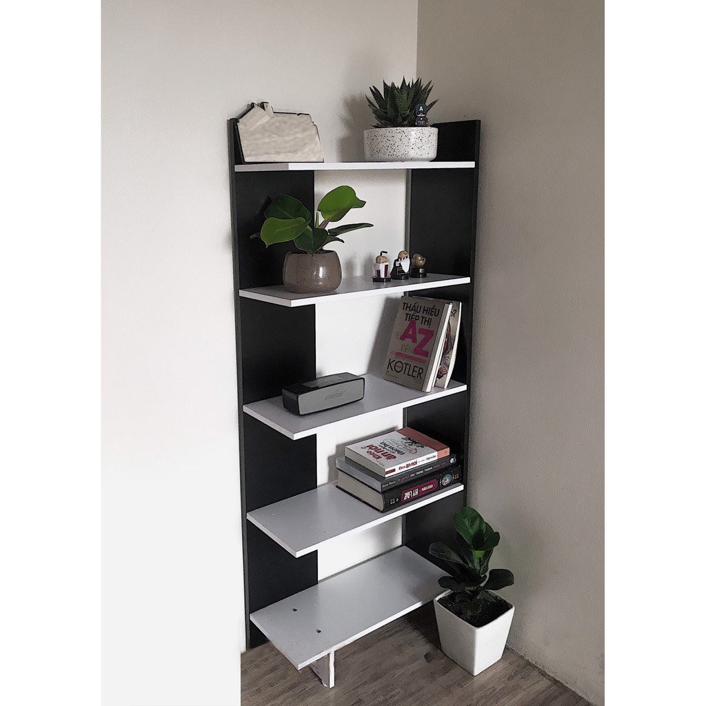 Kệ sách gỗ 5 tầng - kệ gỗ góc tường