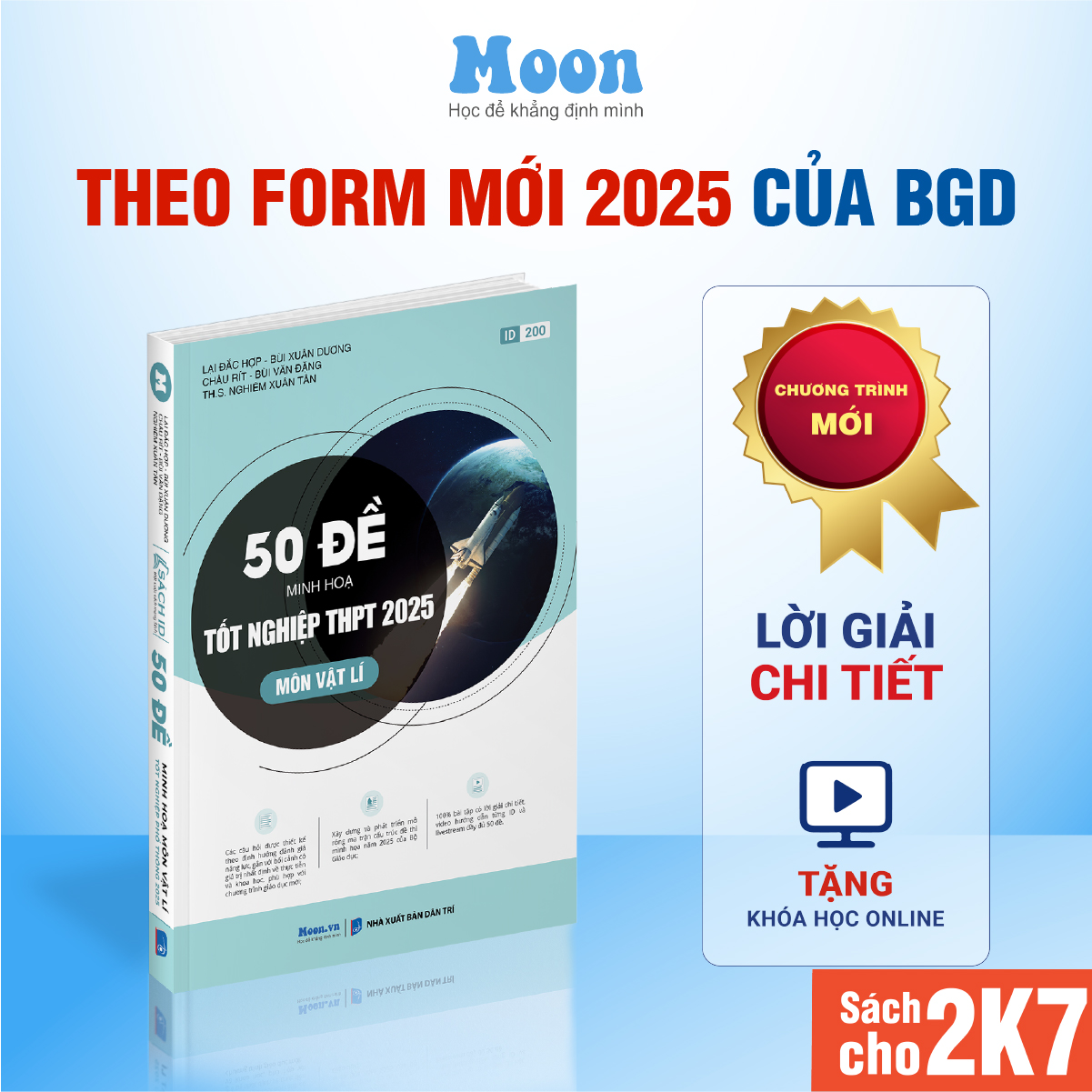 Bộ đề minh họa môn Vật lý 2025, sách ôn thi THPT quốc gia, luyện đề thi đại học lý lớp 12 Moonbook