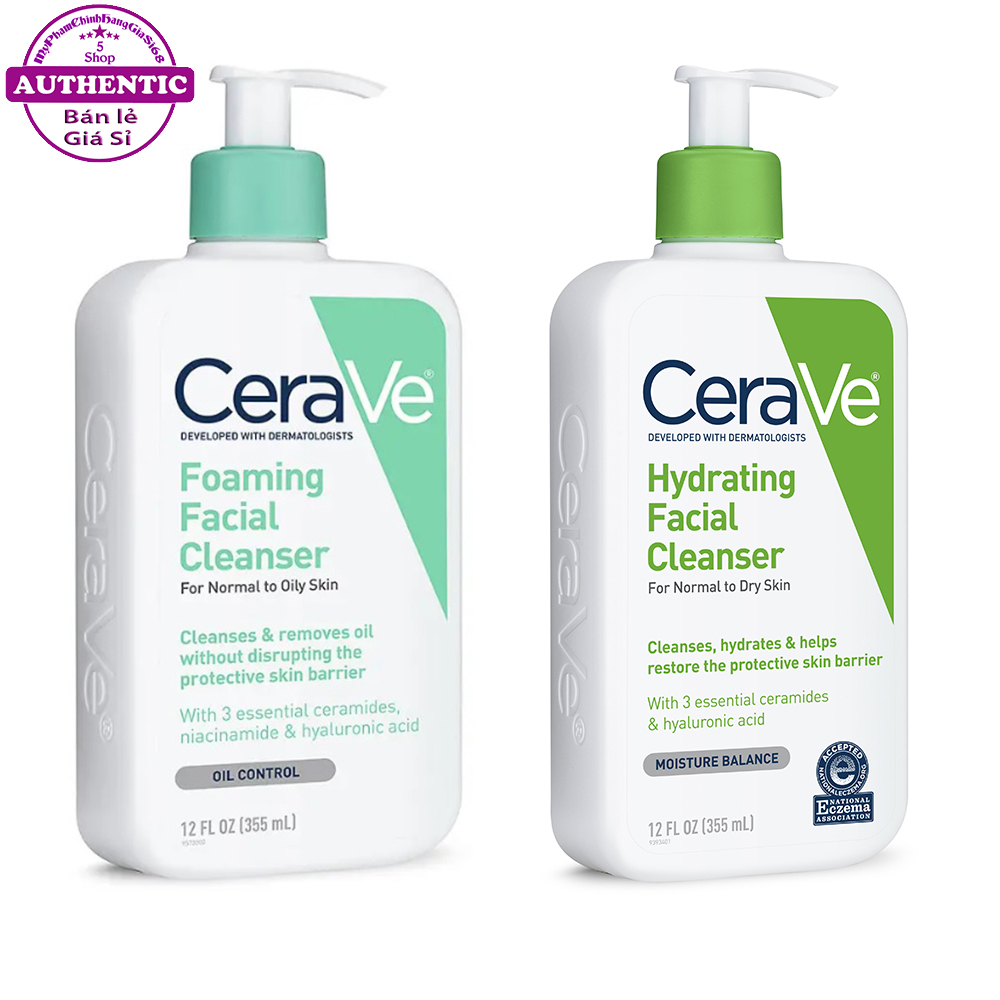 Sữa rửa mặt cerave hydrating & foaming facial cleanser 355ml
