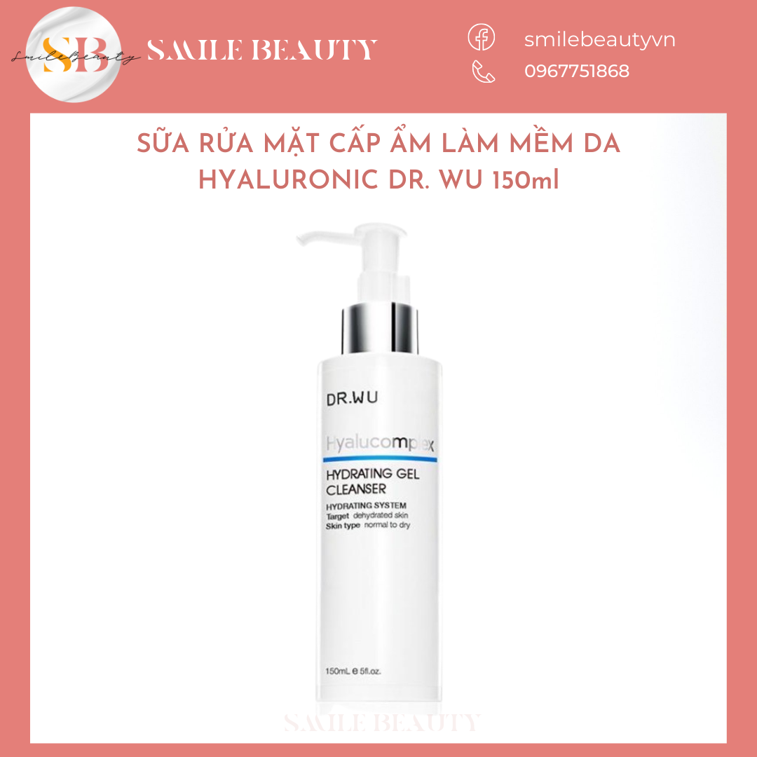 Gel sữa rửa mặt dưỡng ẩm với hyaluronic acid ha dr.wu 150ml