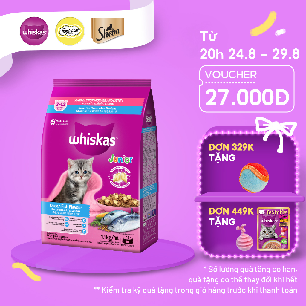 Thức Ăn Hạt Cho Mèo Con WHISKAS 1.1kg