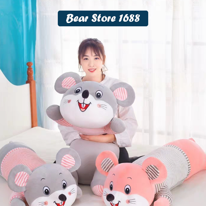 Gấu Bông, Gối Ôm Chuột Bông Mặc Áo Đáng Yêu Chất Liệu Vải Nhung Hàn Quốc
