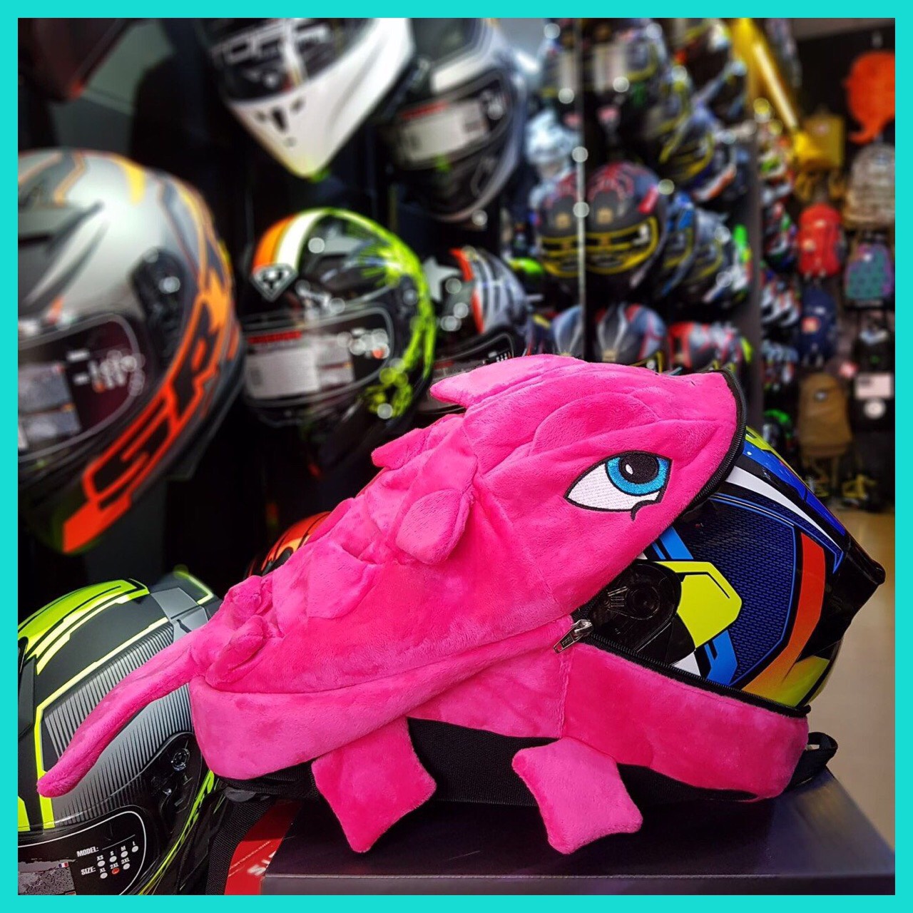 Balo khủng long vải nhung mịn màu hồng