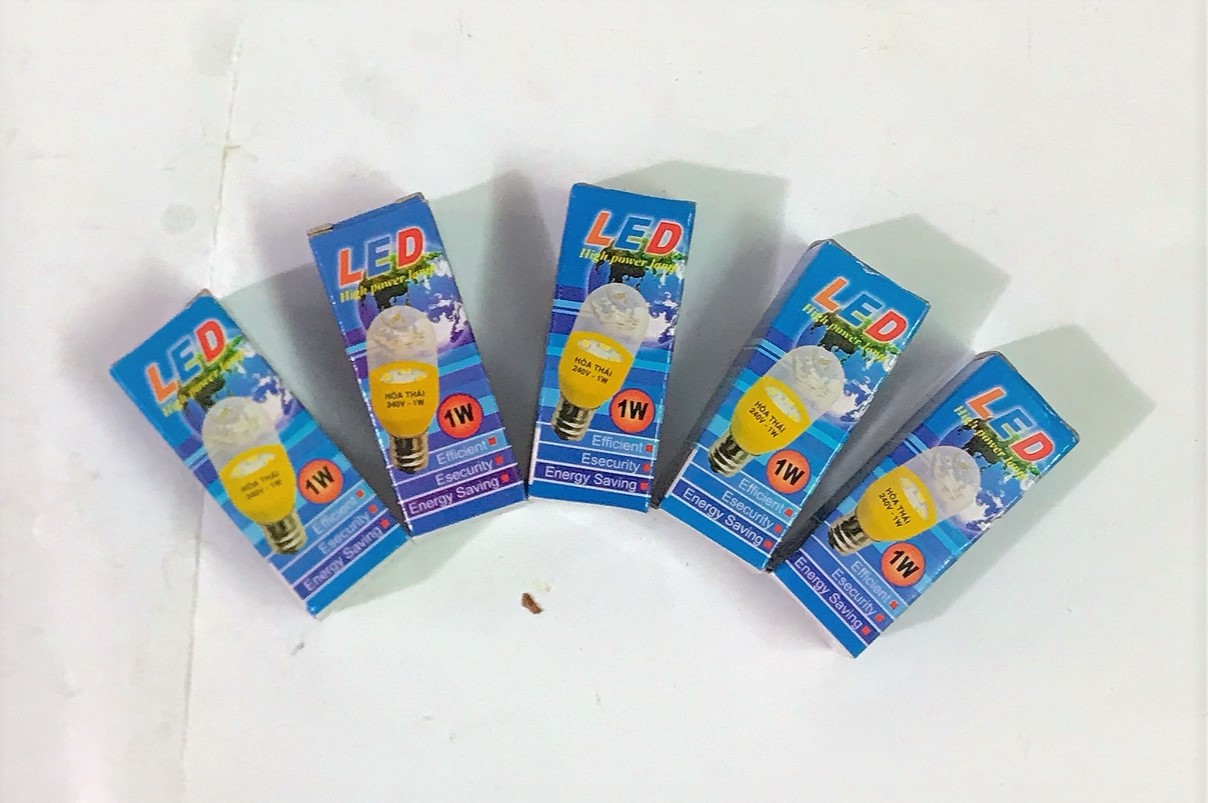 Bóng đèn tủ lạnh led , bóng bí led , bóng máy may 1w hoa thái màu trắng , vàng