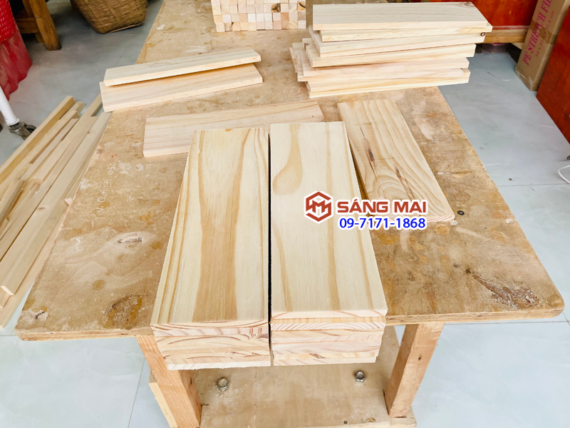 [MS16] Tấm gỗ thông mặt rộng 10cm x dày 1cm x dài 30cm + láng mịn 4 mặt