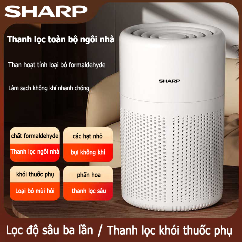 SharpMáy lọc không khí - màng lọc HEPA chất lượng cao - hệ thống lọc bụi mịn - tốc độ gió mạnh - màng lọc khử mùi 3 lớp - loại bỏ formaldehyde, mùi hôi, khói mù, bụi bẩn trong phòng ngủ Gia đình - thích hợp cho người già và trẻ em thanh lọc không khí tại