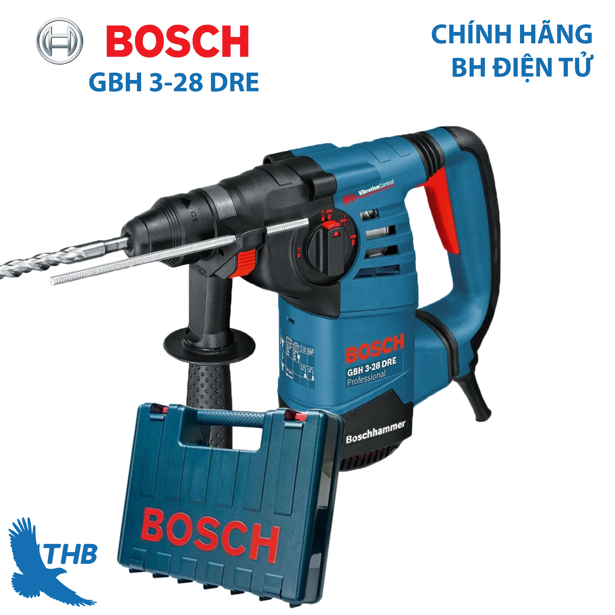 Máy khoan búa máy khoan bê tông bosch gbh 3-28 dre công suất 800w mũi khoan bê tông 28mm bảo hành điện tử 12 tháng