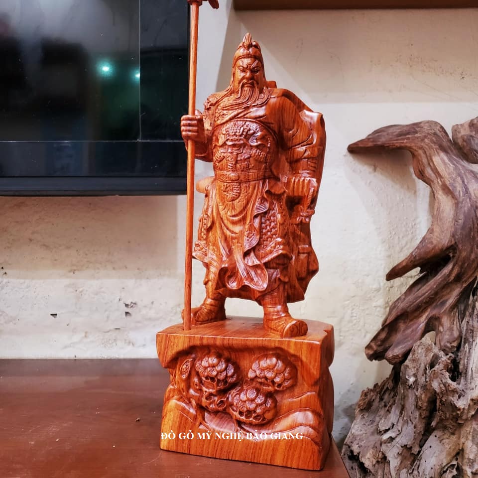 Tượng quan công quan vân trường gỗ hương cao 30cm