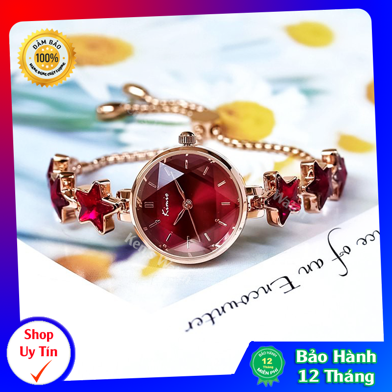 💓HÀNG CÓ SẴN💓 KIMIO | Đồng hồ nữ Kimio 6352 dây rút đính đá siêu xịn ngôi sao may mắn, mặt tròn nữ tính