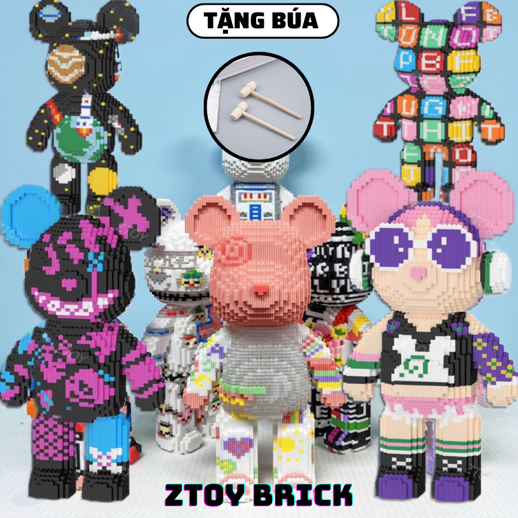 Lego 3D Bearbrick cao 45cm 55cm ô chữ jinx ironman Đồ chơi Xếp hình lắp ráp mô hình cỡ lớn bear brick ZTOY