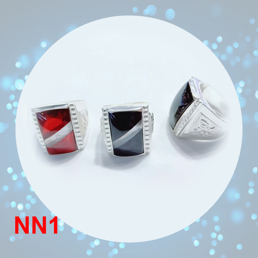 Nhẫn nam bạc mặt đá Ruby đỏ NNA0010