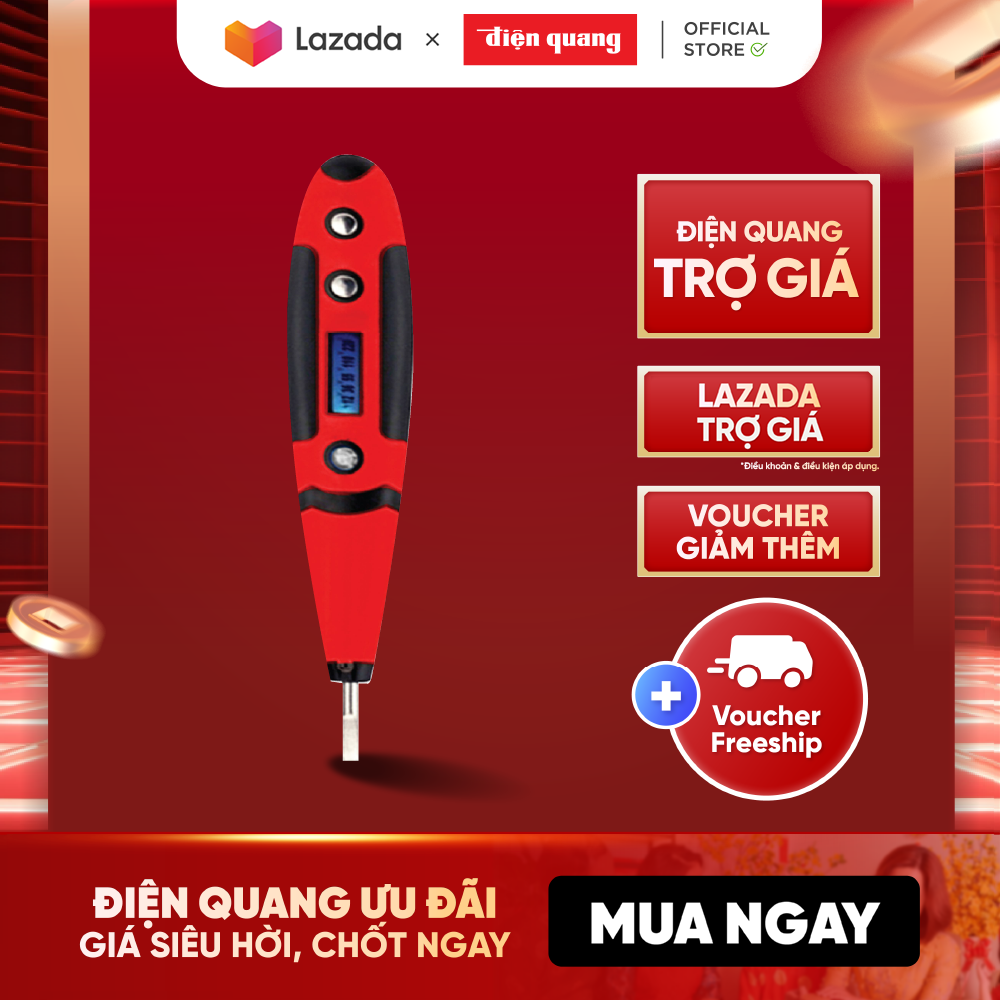 Bút thử điện Điện Quang ĐQ ETP01 RB (hiển thị LCD, đỏ đen)