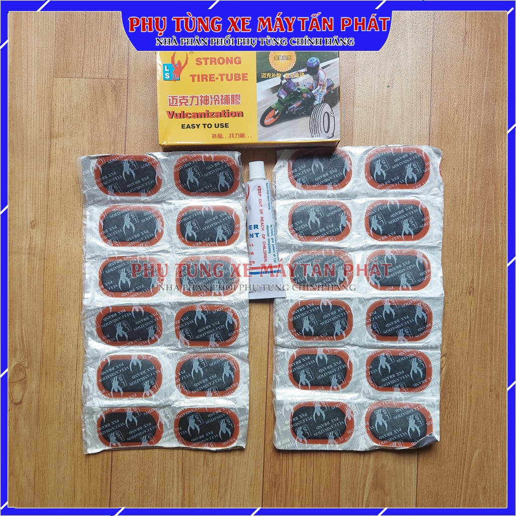 24 Miếng Lớn 50mm + Tuýp Keo Vá Ruột Xe Máy Xe Đạp Hiệu Zhongshan MICHEL Chemical