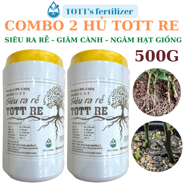 Combo 2 hủ tott re ra rễ cực mạnh hủ 500g tott's fertilizer, giâm cành, ra rễ, ngâm hạt giống
