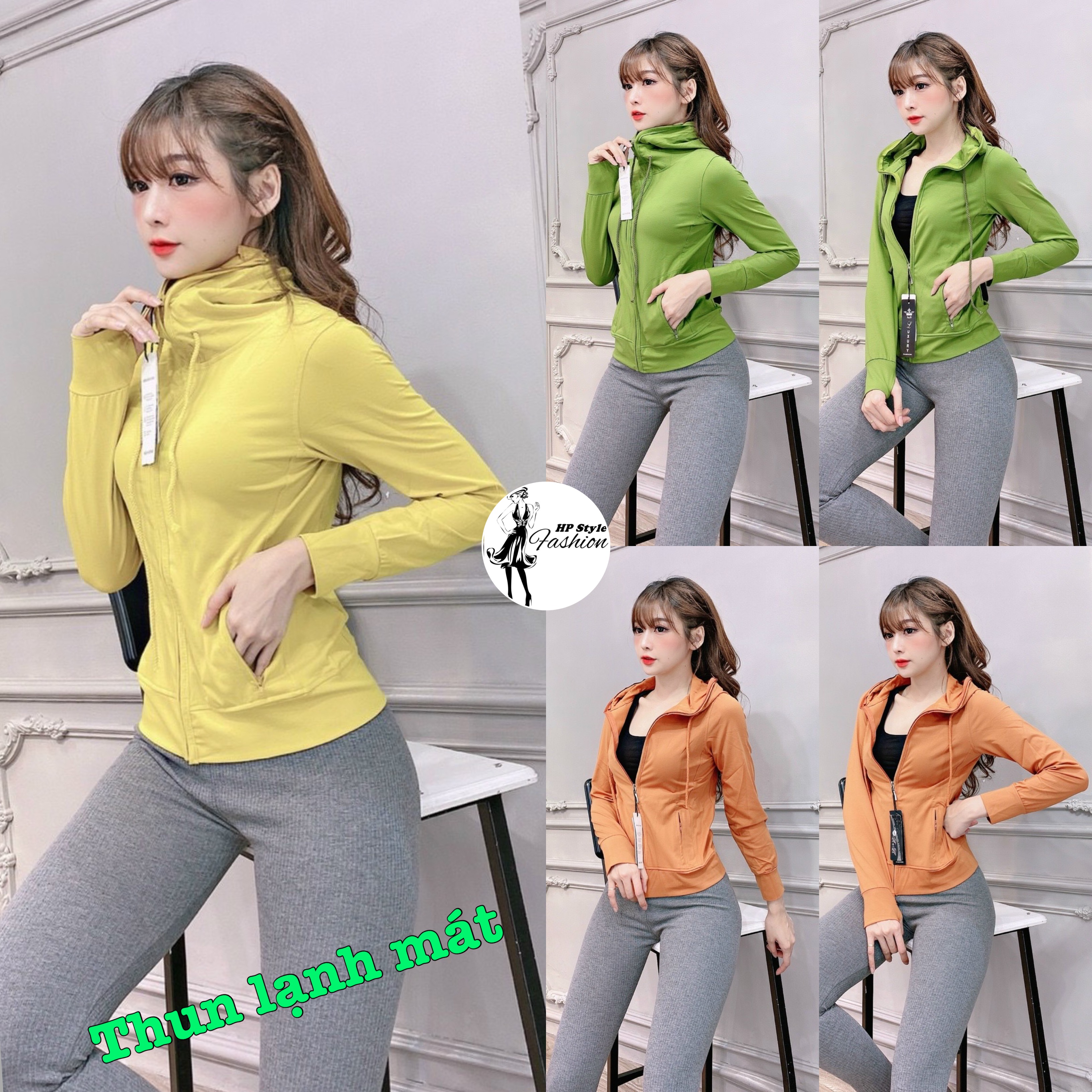 Áo khoác nữ ôm body mẫu trơn basic vải thun lạnh mặc mát