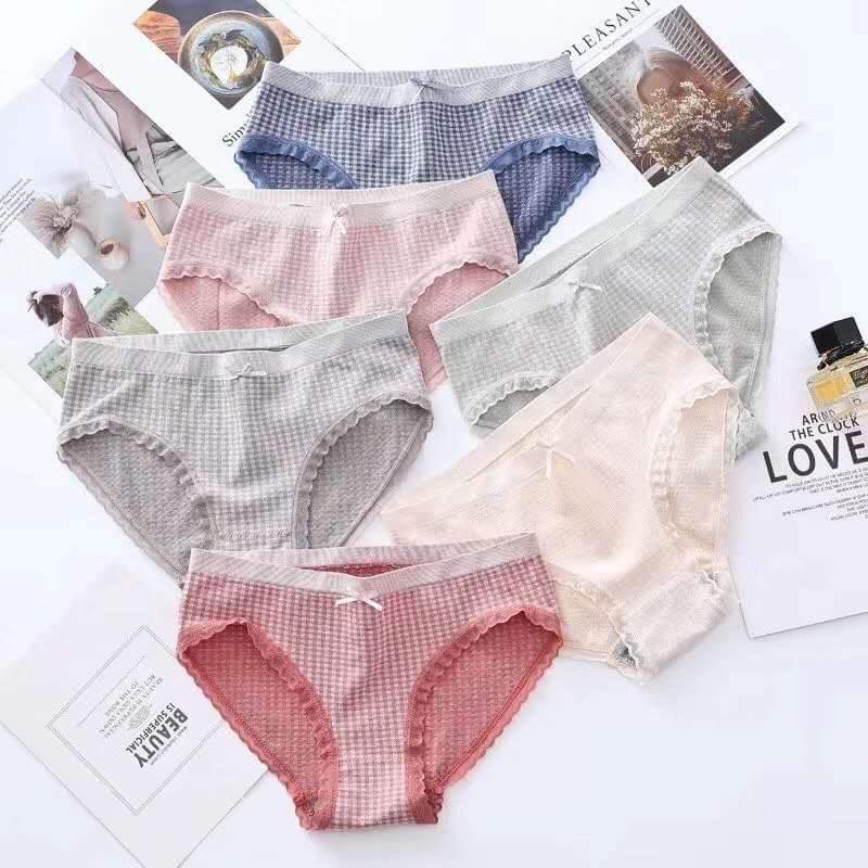 [được mua 10 quần lót cotton kẻ nơ kháng khuẩn ms989