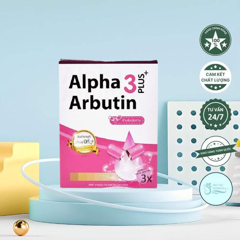 Viên Bột Kích Trắng Alpha Arbutin 3 Plus+Thái Lan Giúp Làm Sáng Da Đều Màu Và Trắng Hồng Rạng Rỡ