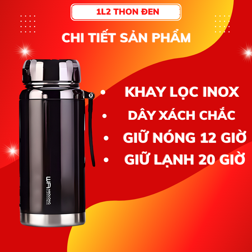Bình giữ nhiệt 1500ml inox 304 giữ nhiệt 15 tiếng dung tích lớn 3 lớp cách nhiệt giữ nóng hơn 12 giờ , giữ lạnh hơn 20 giờ . bình đựng nước giữ nhiệt cao cấp