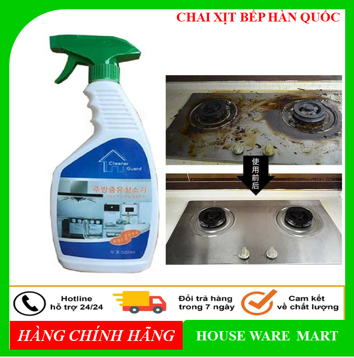 [ SIÊU TẨY RỬA ] Chai Xịt Bếp Tẩy Rửa Đa Năng Hàn Quốc - 500 Ml, nước tẩy rửa làm sạch dầu mỡ bám bẩn nhà bếp