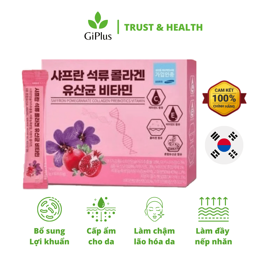 Bột Uống Bổ Sung Collagen, Đẹp Da Bio Cell Saffron Pomegranate Collagen Prebiotics Vitamin
