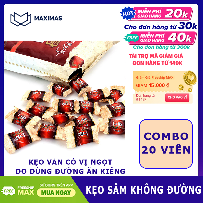 Kẹo sâm Hàn Quốc không đường combo 20 viên dùng thử cho người chưa từng dùng nhân sâm
