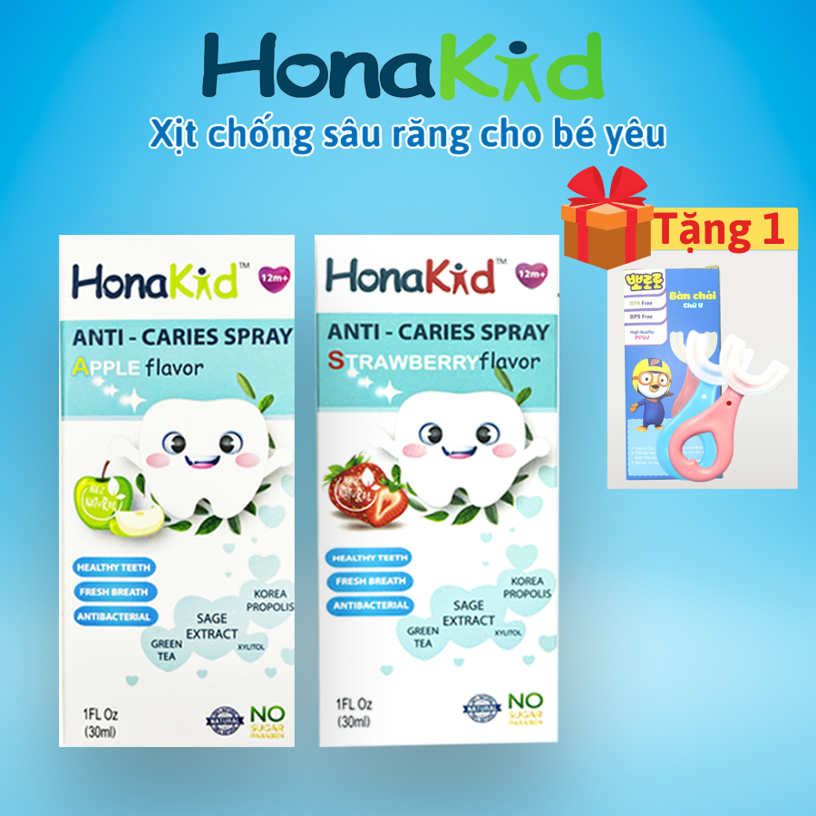 Xịt chống sâu răng cho bé HONAKID 2 vị - Vệ sinh răng miệng cho bé