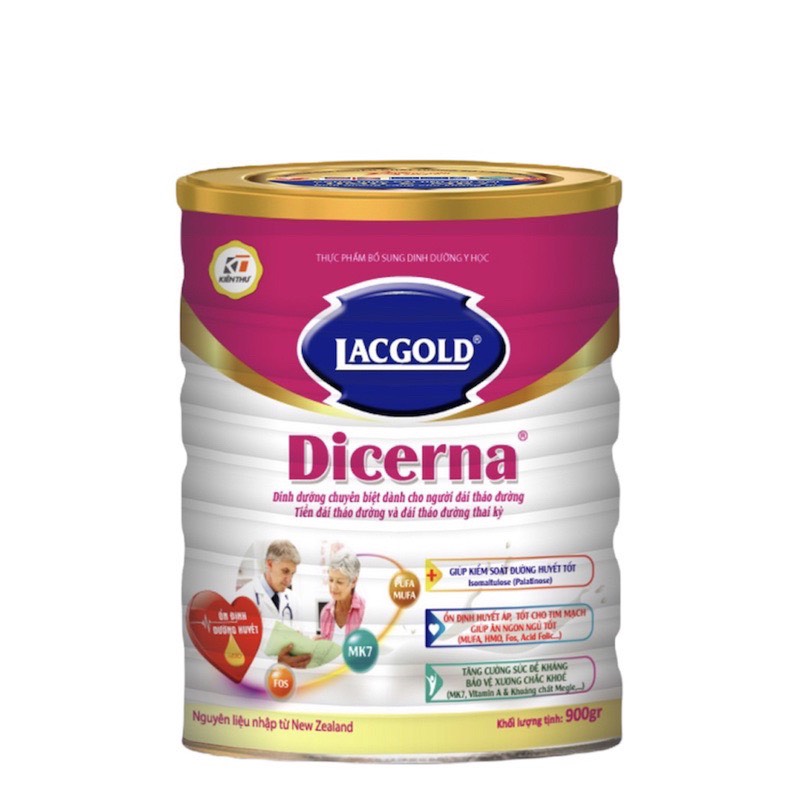 Sữa lacgold dicerna 900g - dinh dưỡng chuyên biệt cho người tiểu đường, tiền đái tháo đường và đái tháo đường thai kỳ