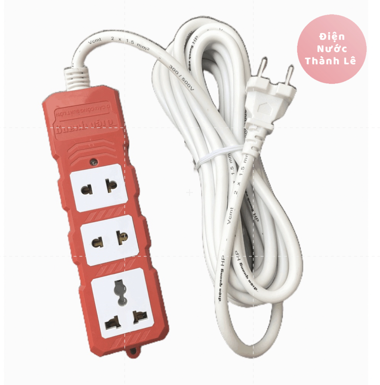 Ổ cắm điện quang 3 lỗ công suất lớn 4000w dây 2 mét, 5 mét