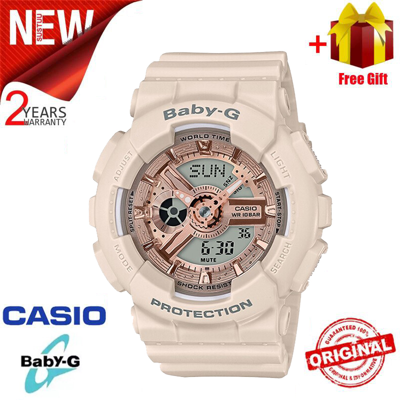 Đồng Hồ Thể Thao Nữ Baby G BA110 Chính Hãng Hiển Thị Thời Gian Kép Đèn LED World Time Chống Nước Và Chống Nước Chống Sốc Đồng Hồ Đeo Tay Thể Thao Nữ Với BA-110CP-4A Bảo Hành 2 Năm - Pin trọn đời