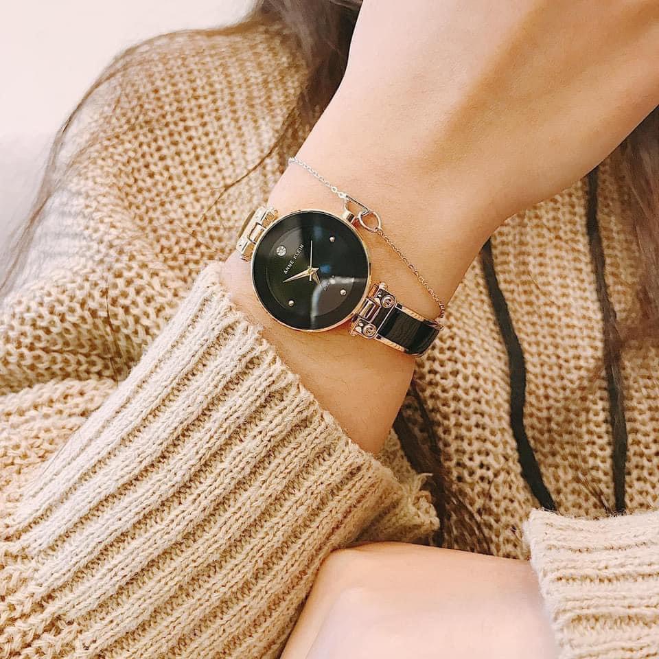 Đồng hồ nữ ANNE KLEIN dáng kiềng model AK 1980BKGB