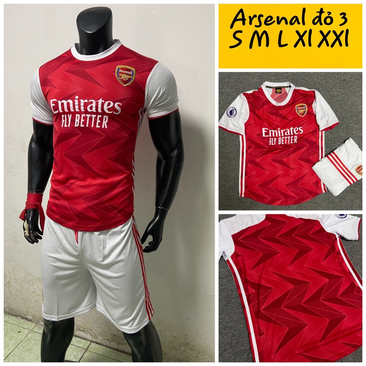 [HÌNH ẢNH CHỤP 100% TỪ SÀN PHẨM] BỘ QUẦN ÁO ĐÁ BANH CLB ARSENAL MỚI NHẤT 2020-2021