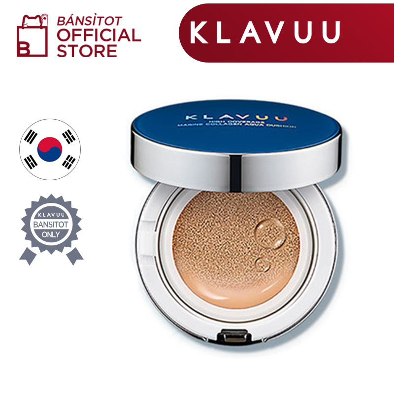 Phấn nước klavuu blue pearlsation high coverage marine collagen aqua cushion spf50 pa+++
