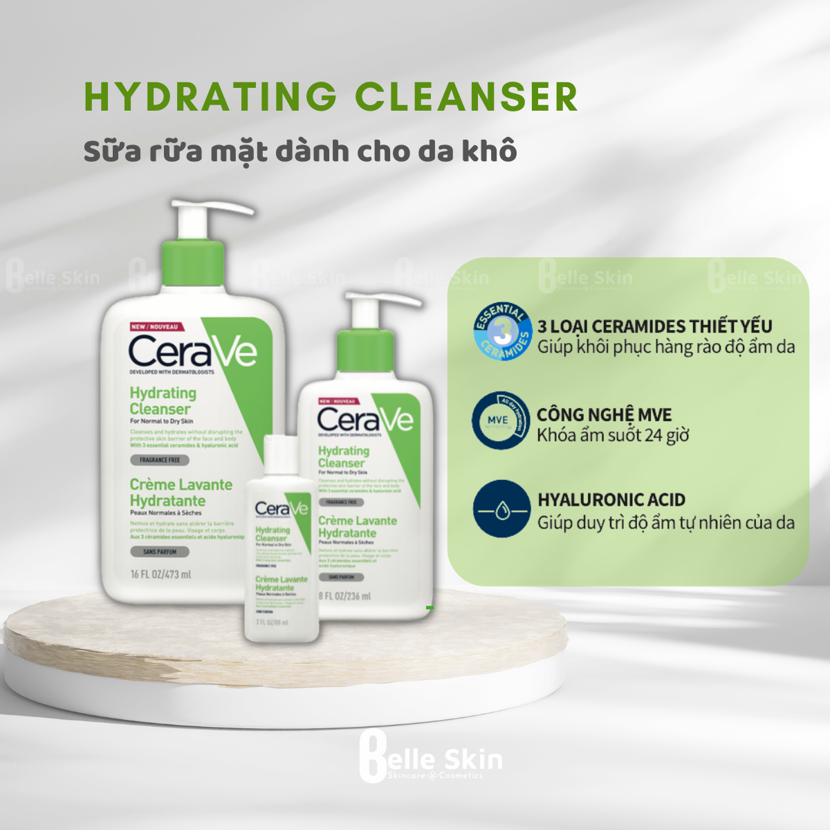 [HCM]Sữa rữa mặt Cerave Hydrating Cleanser cho da khô