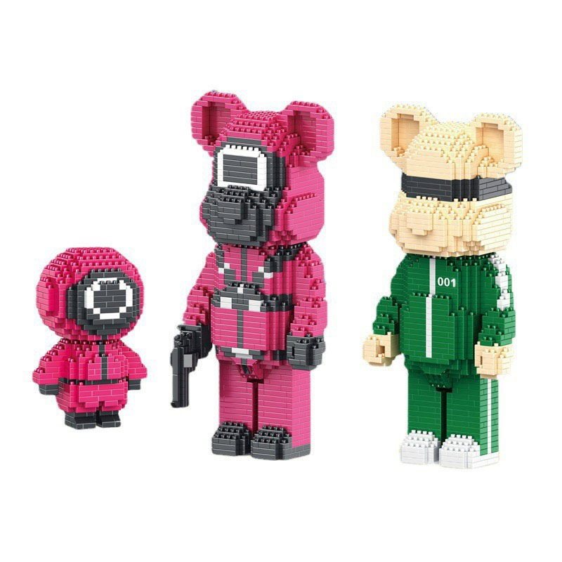 Đồ chơi lắp ráp mô hình Squid Game bản Bearbrick, đồ chơi xếp hình trò chơi con mực