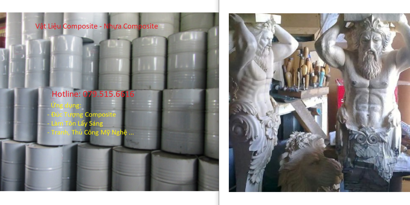 Nhựa Polyester (Đúc Tượng, Tôn Lấy Sáng …) 1Kg + Sợi Thủy Tinh 1m2 + Chất Đóng Rắn - Combo