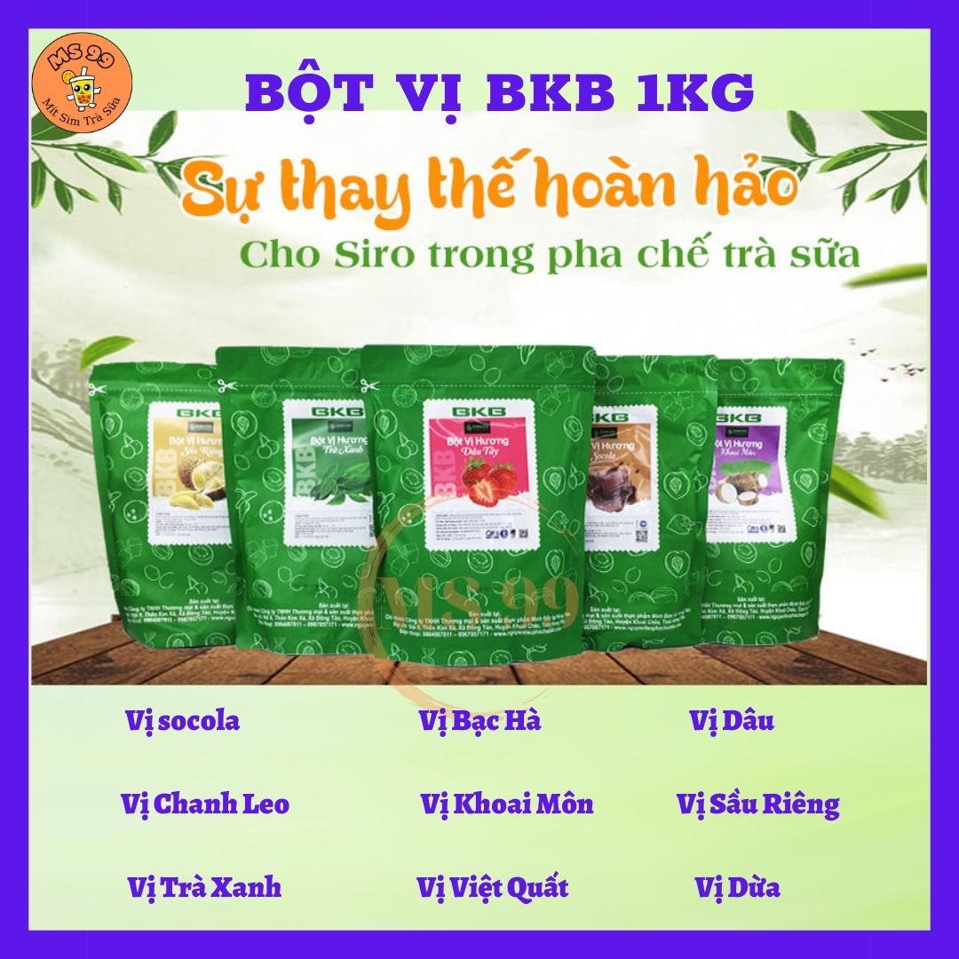 bột trà sữa/BỘT VỊ PHA TRÀ SỮA VÀ TẠO MÀU BKB TÚI 1KG- THAY THẾ SIRO/nguyên liệu làm trà sữa/MS99