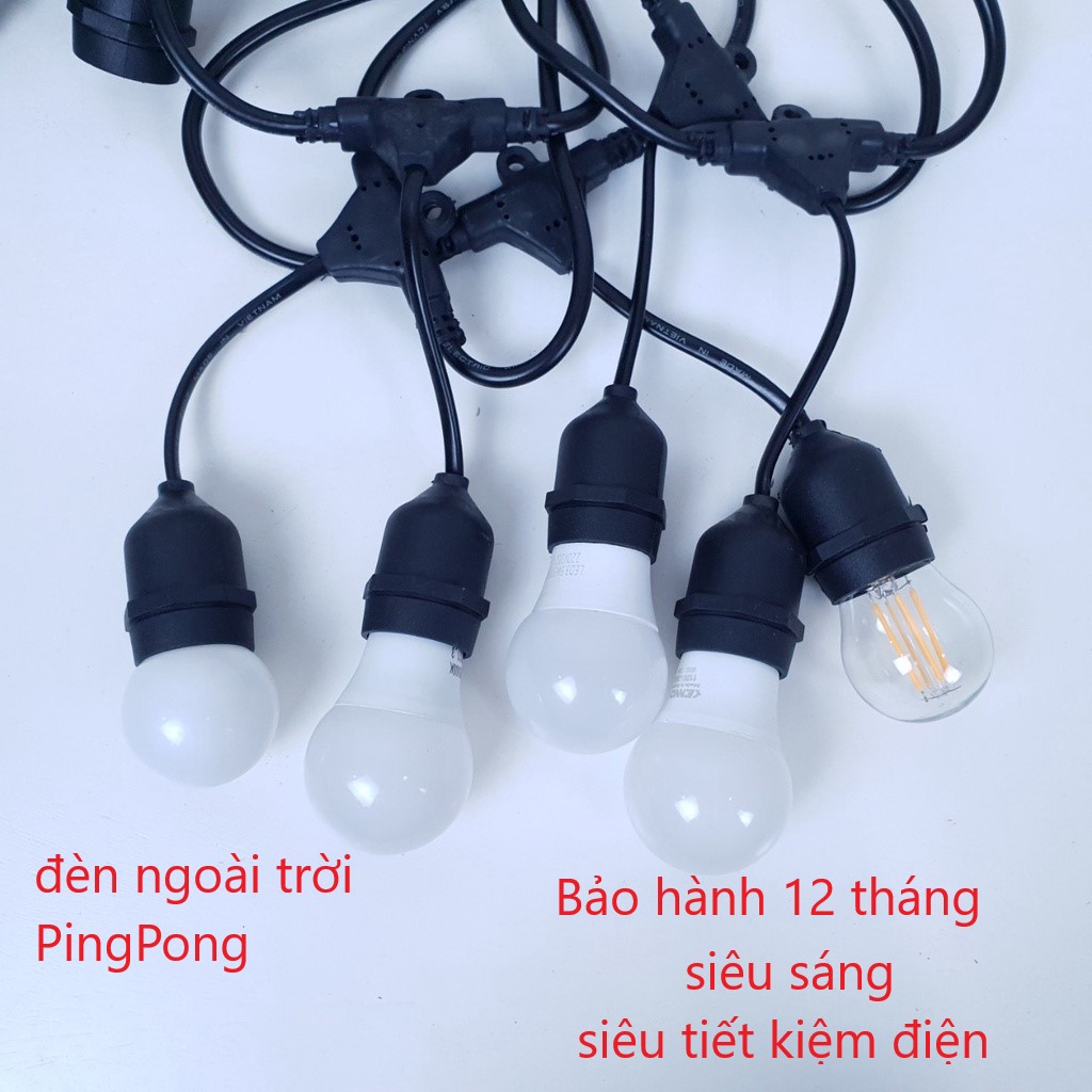 Dây đèn ngoài trời Pingpong chống nước 10m/7,5m/5m -Bảo hành 2 năm - Dây đui đèn E27 - Hàng chính hãng