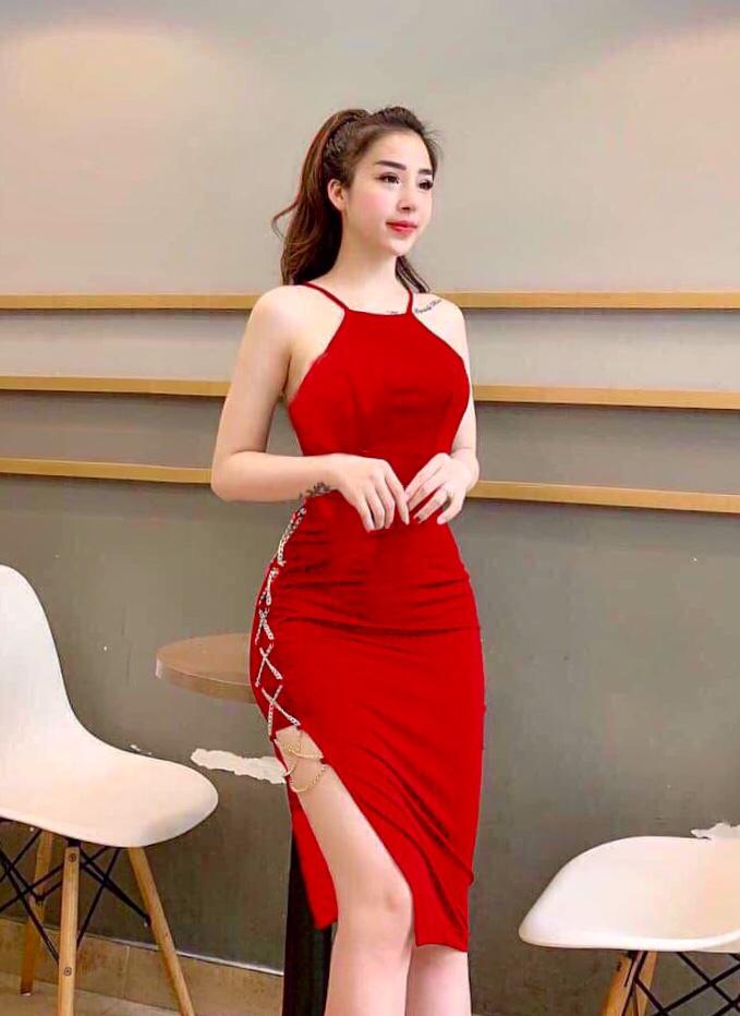 Đầm BODY 2 Dây Cổ Yếm Xẻ Đùi Cách Điệu L-T Fashion