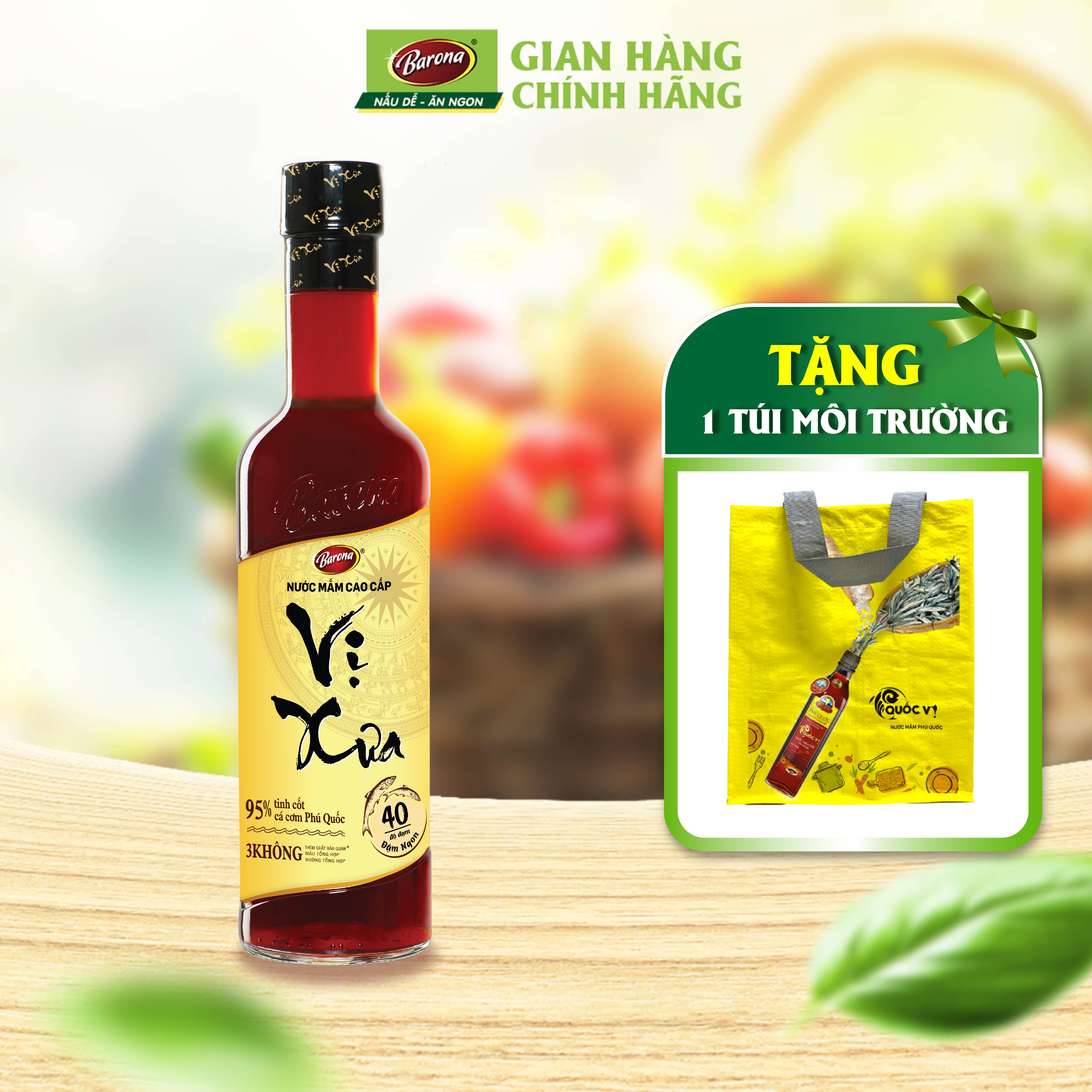 Nước Mắm Phú Quốc Cao Cấp Vị Xưa Barona 40 độ đạm 500ml Mua 1 chai Tặng 1 Túi thân thiện môi trường