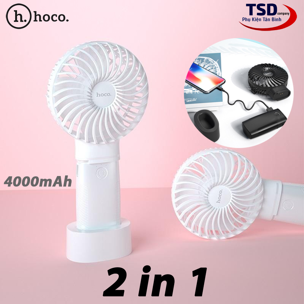 Quạt sạc mini hoco f11 kiêm pin dự phòng 4000mah