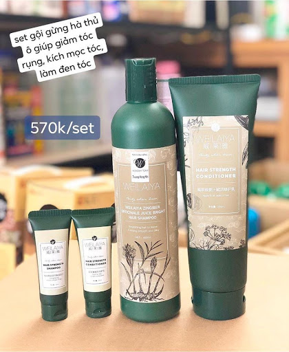 Bộ dầu Gội Xả Gừng Weilaiyaa Và Hà Thủ Ô tặng kèm set mini và có tách set bán lẻ
