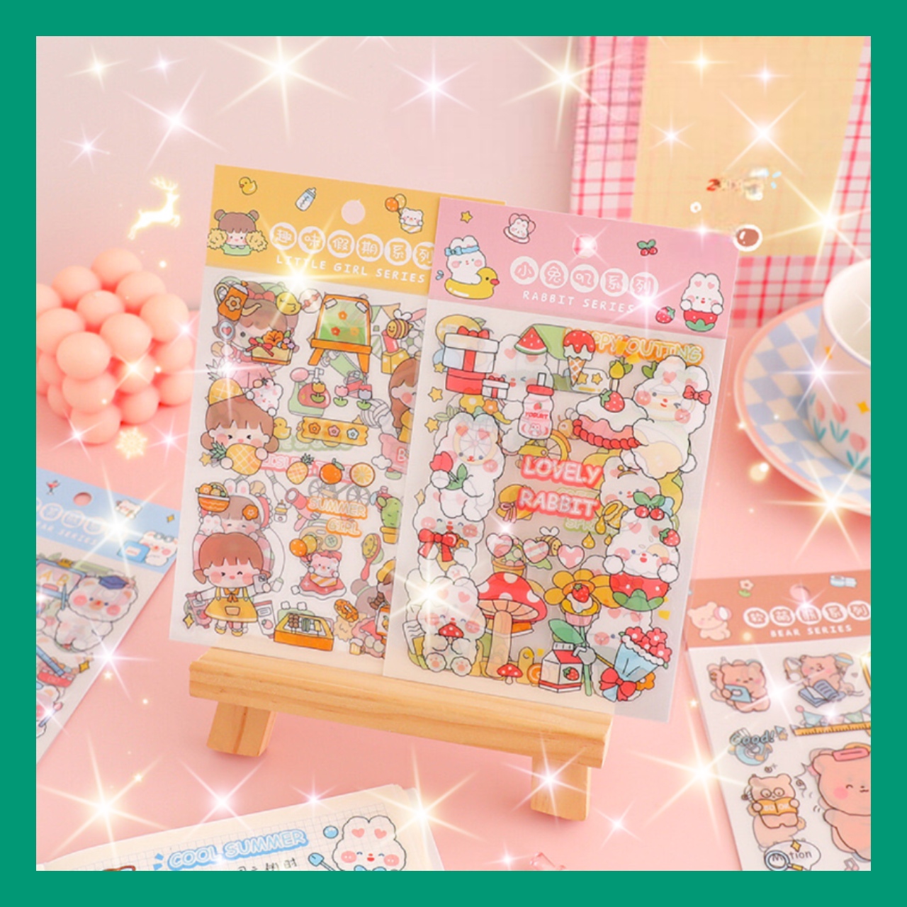Stiker cute chống thấm nước 1 set 4 tấm nhiều hình