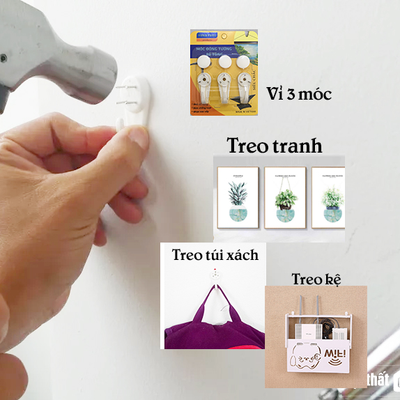 Móc treo cường lực đóng đinh đa năng treo tranh, treo quần áo, ba lô | Nội Thất Trong Hẻm