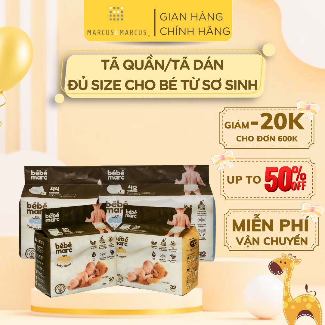 Tã Dán/ Quần Siêu Mềm Mỏng Nhẹ Dành Cho Bé bébémarc – Gói Lớn (Nhiều Size)