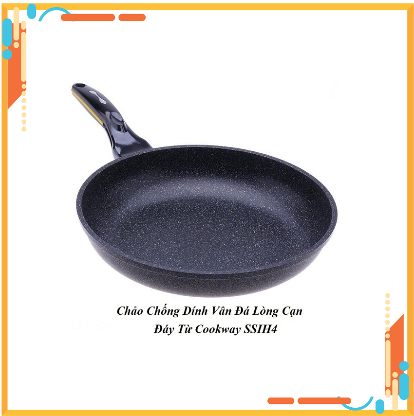 Chảo chống dính vân đá lòng cạn cookway ssih4 size 26cm - dùng bếp từ