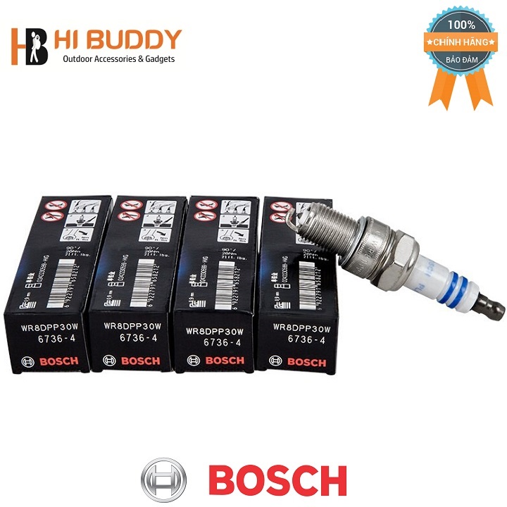 { NHẬP KHẨU } Bộ 4 Bugi Bạch Kim BOSCH WR8DPP30W Tip 21 HIBUDDY